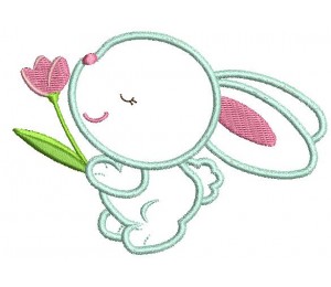 Stickmuster - Hasi mit Blume